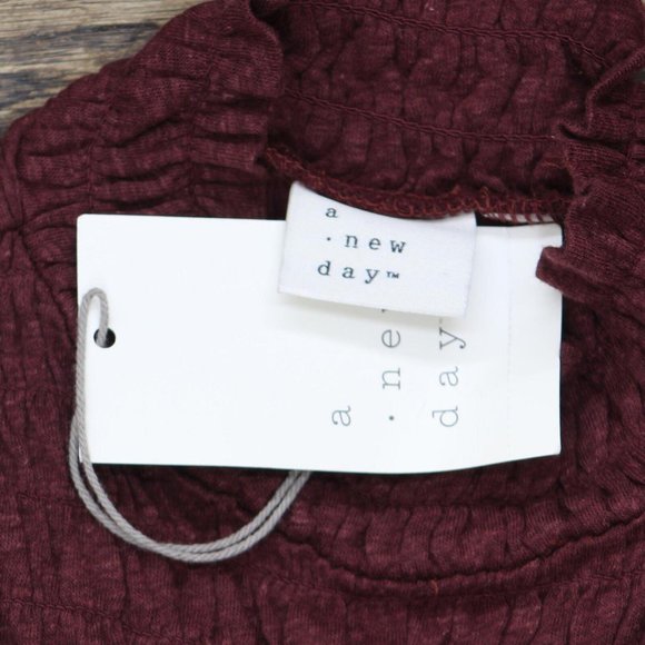 A New Day Linen Blend Swing Blouse Shirt Top 1641f13b243474 XS Burgundy Red - Picture 3 of 5